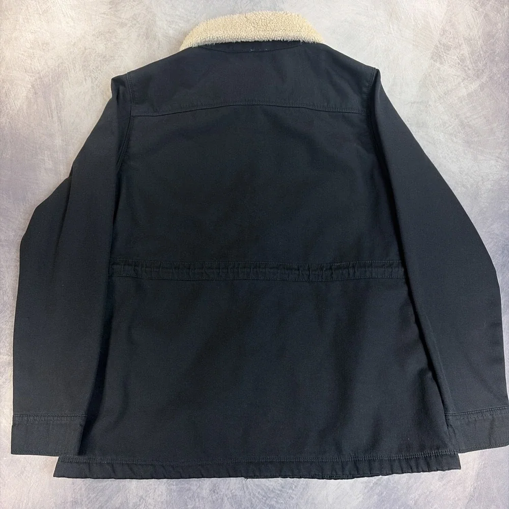 Hang Ten Jacket Womens Medium Black Sherpa Lined Utility Canvas Coat